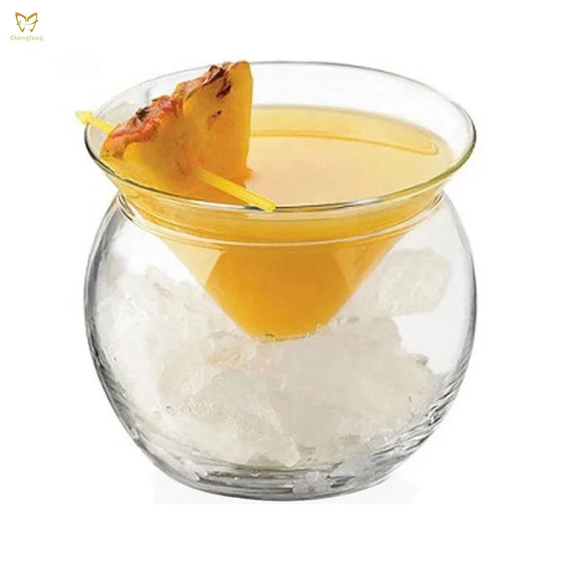 120ml Martini Chiller 2 Piece Glass Ball Martini Chiller Cocktail Glass Whisky Glass for Bar Party Hotel