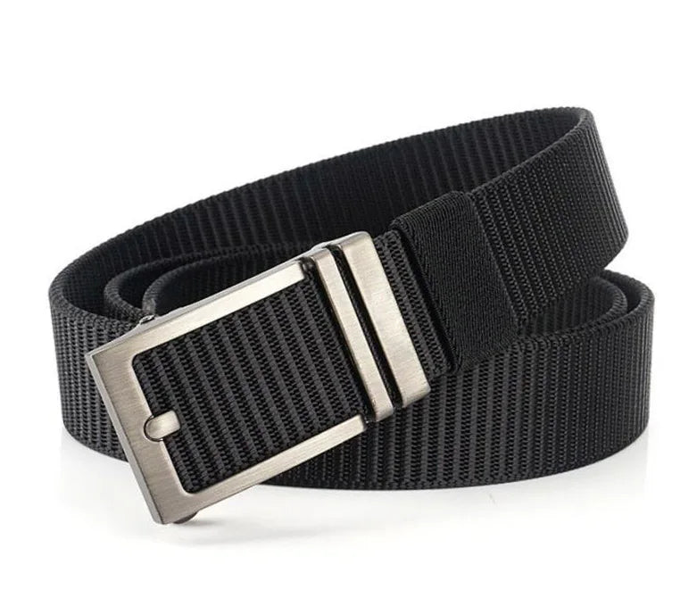 Thick Adjustable Golf Gun Tactical Real Nylon Web Fabric Automatic Click Canvas Ratchet Belt With Slide Buckle