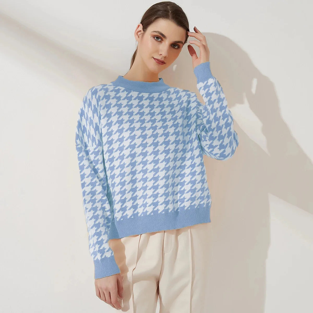 Korean Style Sweater Women Pullover Casual Geometric Long Sleeve Knit Female Lady Jumpers Spring Winter 2024 Sweaters