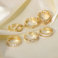 Popular Ins Style 18k Gold-plated Zircon Brass Ring Vintage Luxury Fashion Design Simple Colorless Open Pair Ring Jewelry Ring