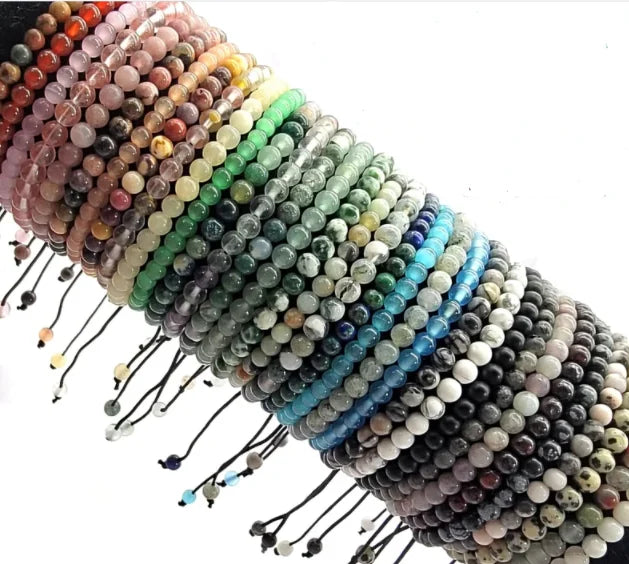 4MM Mini Gemstone Bead Bracelets Healing Crystal Bracelet Natural Stone Adjustable Beaded Bracelet Unisex for Women Men