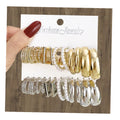 6Pcs/Set Retro Style Gold Silver Pearl Geometric Design Hoop Earring Set for Women Jewelry