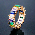 Hot Selling Fashion Simple Colorful Zircon Ring Ladies European and American Bridal Wedding Rings