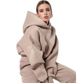 Hot Sale Winter Casual Solid Full Sleeve Plus Size Hoodies Jogging Women Sweatsuit Set Two Piece Knitting Eco-Friendly