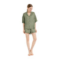 FUNG 6052 New Style Ladies Linen Pajama Set Linen Short Pajamas Set Women