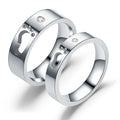 Men Women Fashion Couple Ring Stainless Steel Inlaid Diamond Ring Hollow Foot Pattern Ring for Lover Engagement Wedding Jewelry