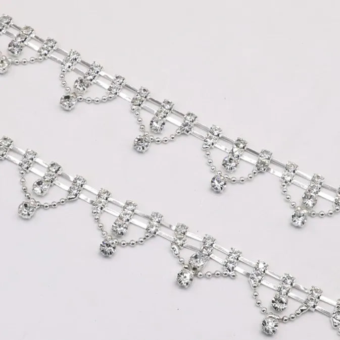 Rhinestone Fringe Trim Chain Applique Diamond Tassel Fringe Clothing Accessories Rhinestone Chain