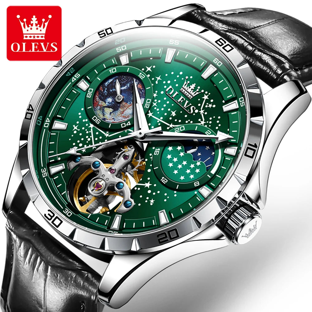 OLEVS 6689 Luxury Wrist Reloj Wrist Men Watch Waterproof Sport Leather Automatic Mens Mechanical Watches for Men