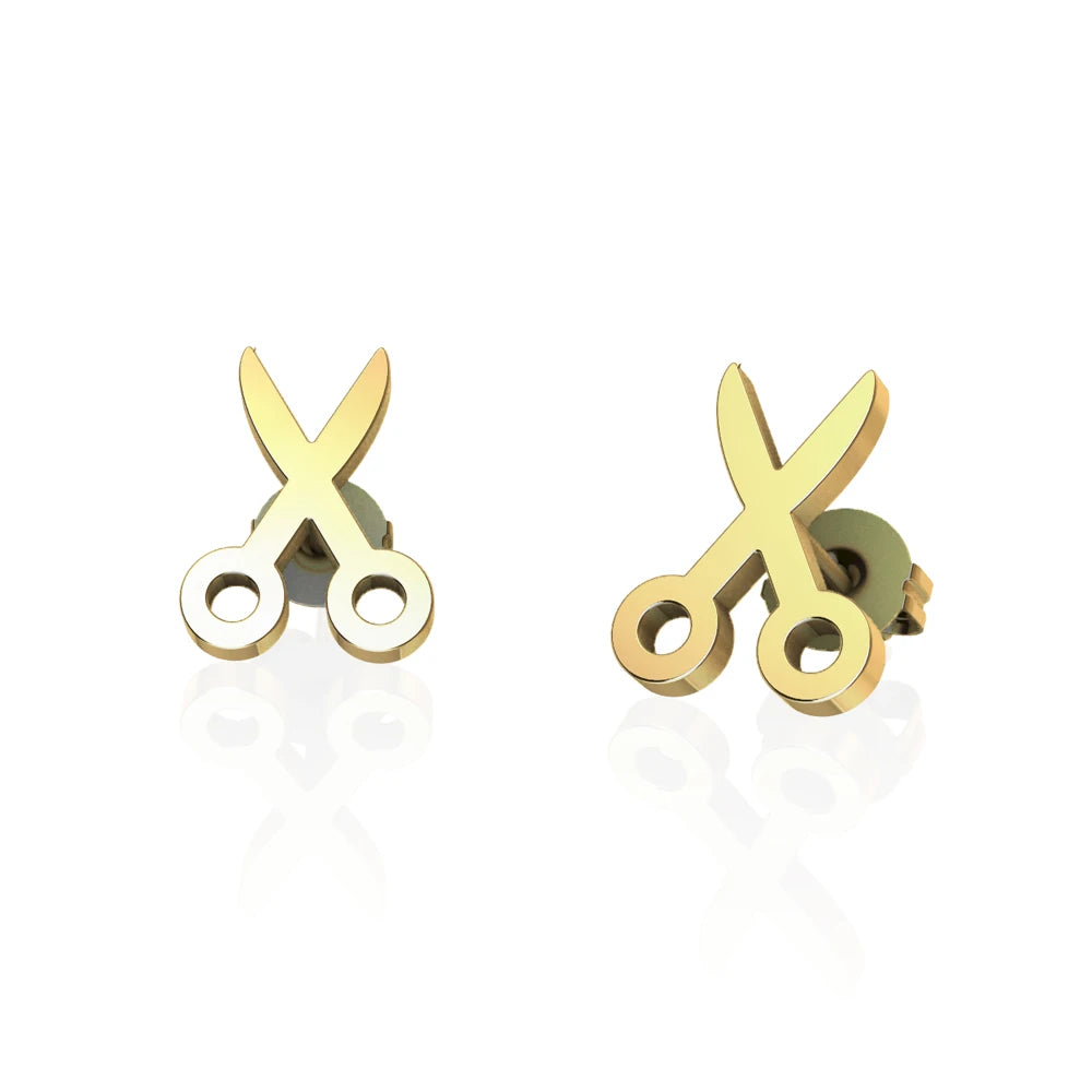 Scissors Stud Earring Aretes Para Mujer Scissor and Comb Earings Joyeria Fina De Acero Inoxidable De China Matt Gold Earring
