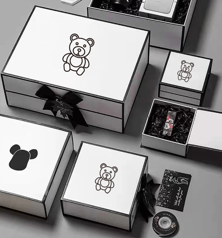 Luxury 8x8x2.5 Inch Art Paper Gift Box Magnetic Lid for Cosmetics Perfume Bottles Features Embossed Sponge for Face Eye Cream