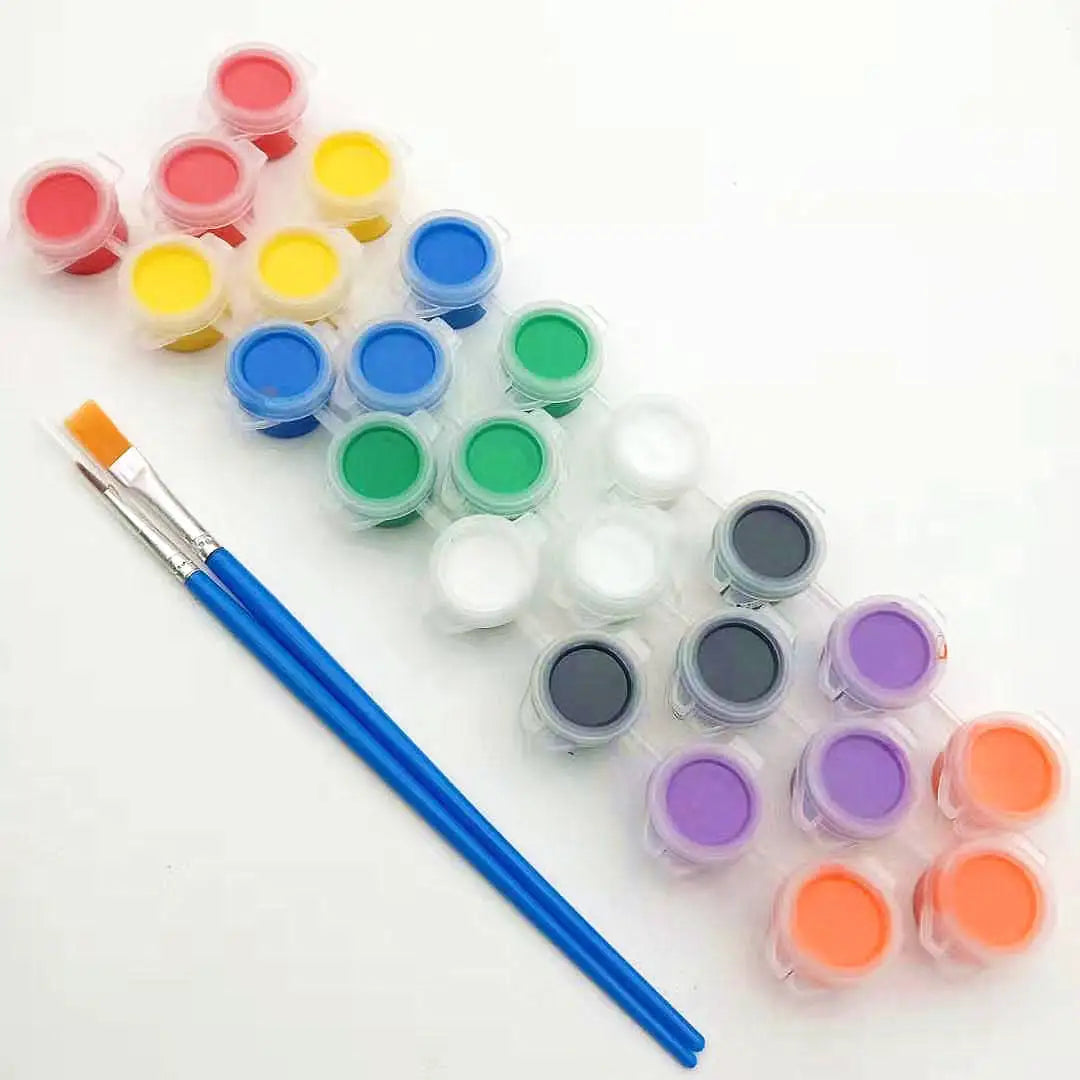 Kids DIY Mini Acrylic Paint Pots with Brush 12 Colors Washable Craft Painting Kit for Early Education and Party Favors