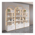 Factory Hot Sale Hair Salon Shelves Cosmetic Display Stand with Cabinet and Light Window Display Cosmetic Shelf Display Rack