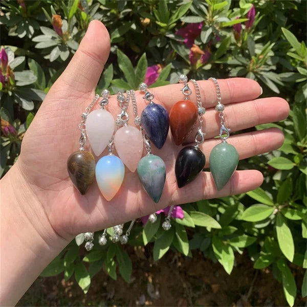 7-Chakra Natural Crystal Pendulum Set for Divination Reiki Healing Meditation Dowsing OEM/ODM Semi-Precious Stone Crafts