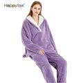 Hot Sale Flannel Long Sleeve Soft Thicken Coral Fleece 2 PCS Sleepwear Set Winter Pajamas Christmas Home Indoor Outdoor Wear
