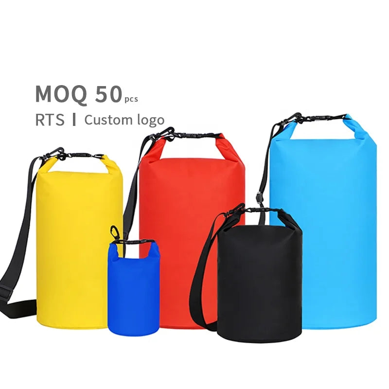 50 Pcs Can Print Logo 2L 5L 10L 15L 20L 30L Hiking Swim 500D PVC Tarpaulin Bolsas Impermeables Ocean Pack Waterproof Dry Bag