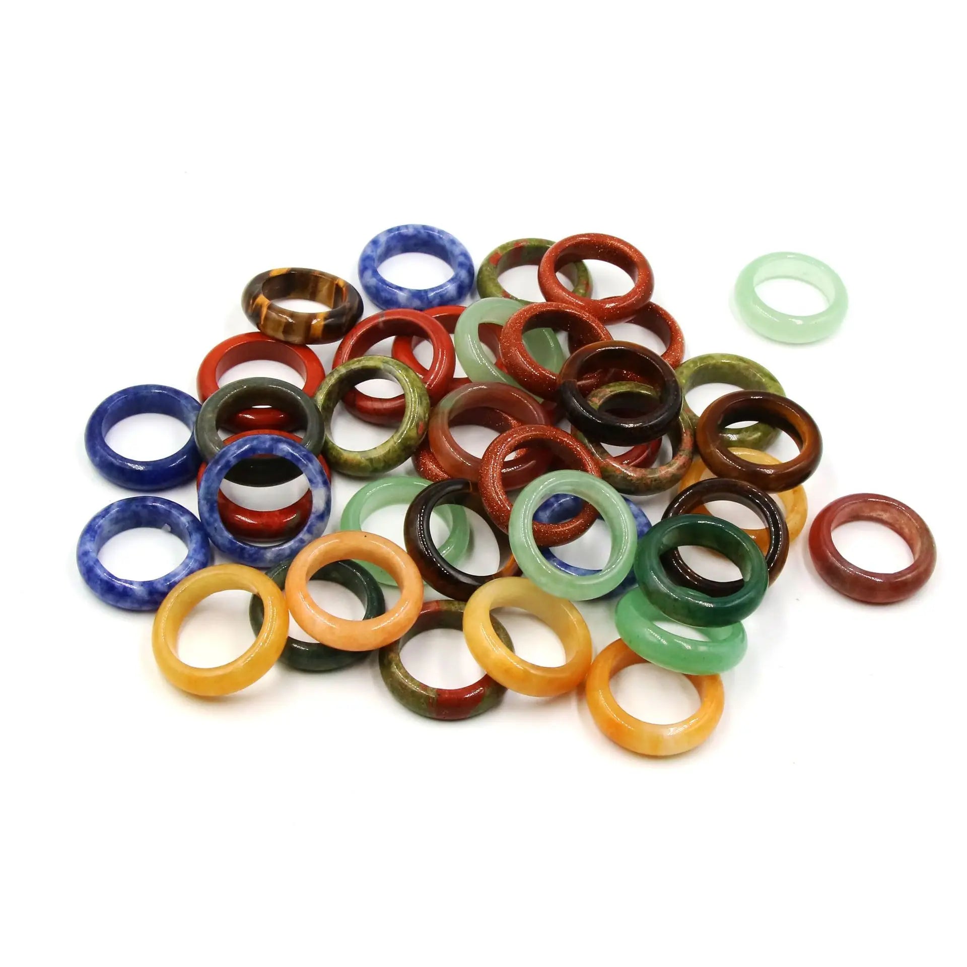 Wholesale Price Natural Stone Rings Jewelry Quartz Crystal Figure Rings Gemstone for Women Man Gifts