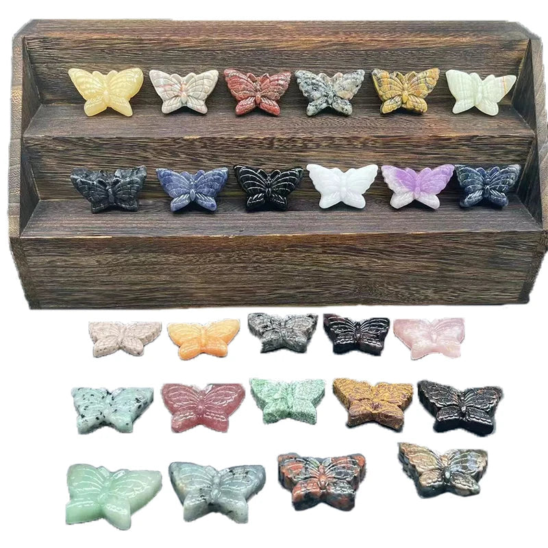 Natural Healing Crystal Stone Carving Amethyst Jade Gemstone Butterfly Crystal Carving