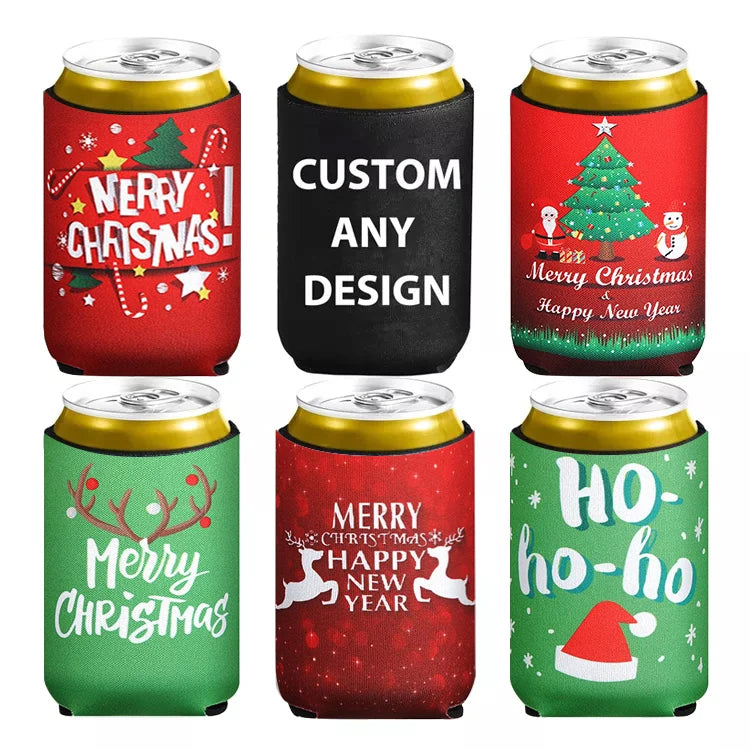 Universal 12oz Neoprene Collapsible Christmas Custom Beer Can Cooler Sleeve