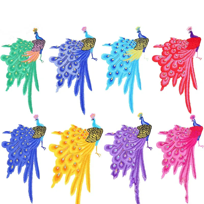 Iron-on Flower Sticker Embroidery Applique Patch Peacock Phoenix Tail Motif Diy Hat Ethnic Costume Dress Feather Patch Hotfix