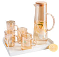 1.5 L Amber Luster Borosilicate Glass Pitcher Kettle Cup Set Eco-Friendly for Hot/Cold Water Ice Lemon Tea Juice Beverages