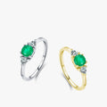 Simple Jewelry Emerald CZ 925 Sterling Silver Gold Plated Ring for Girl Woman
