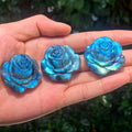 Wholesale Natural Labradorite Rose Crystal Blue Light Flashing Flower Shape Stone for Healing Energy for Gift Craving Craft