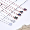 High-End Popular 925 Sterling Silver Jewelry Necklaces Aaa Cubic Zirconia Square Shape Vintage Necklace