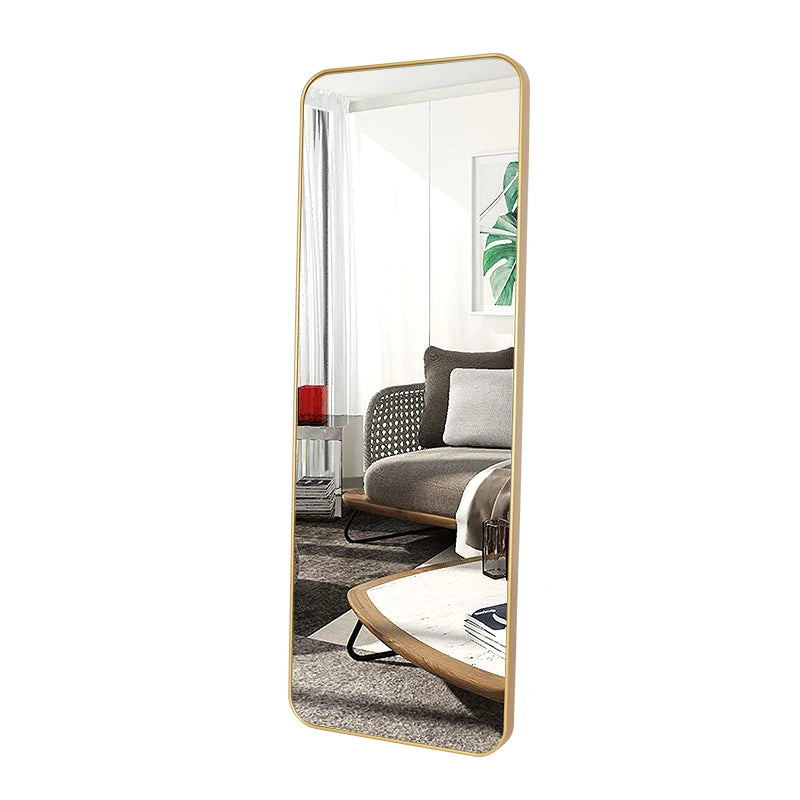 Jinnhome Gold Full Length Mirror Rounded Floor Mirror Standing Hanging or Leaning Against Wall Dressing Room Mirror