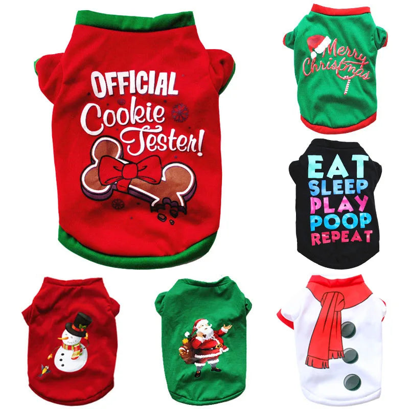 Christmas Dog Clothes Soft Pet Clothing New Year Puppy Costume Pet Vest Shirt for Dogs MegaBDM