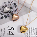 Heart Shaped Locket Pendant Polish Bright Stainless Steel Necklace Link Chain Necklaces FAMILY GIFTS Photo Box Necklace