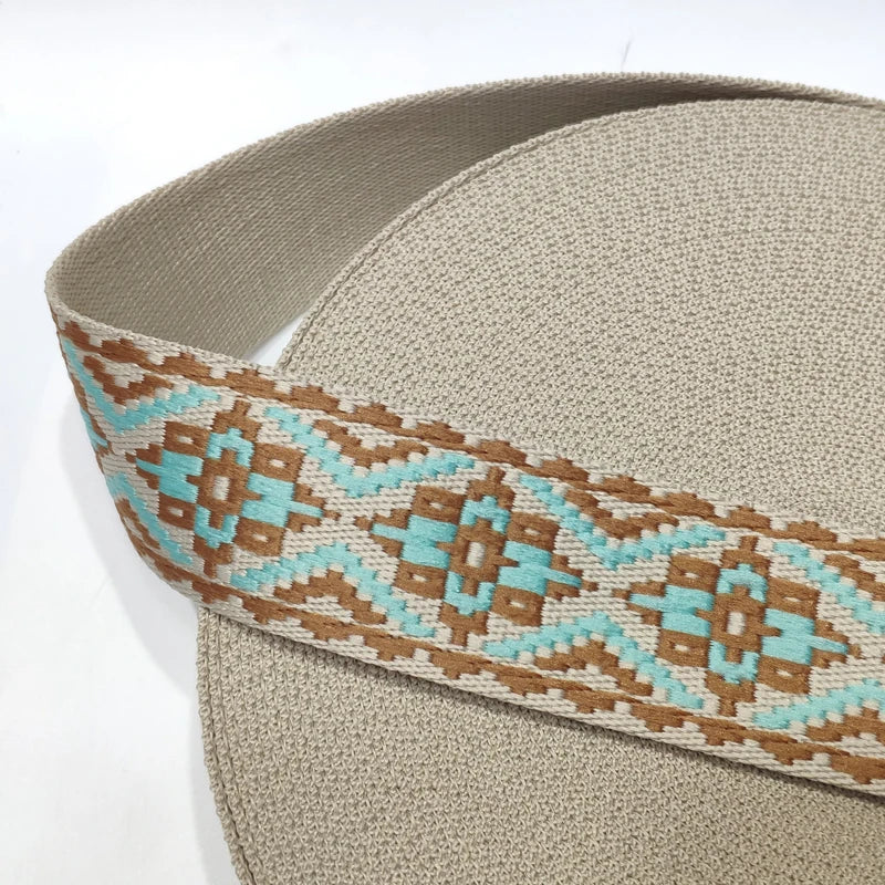 Wholesale Abstract Flower Pattern Jacquard Webbing Polyester Webbing Strap Mint Green Belt 50mm