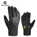 WEST BIKING Winter Bicycle Warm Gloves Full Finger Sensitive Touch Biking Gloves Thermal Fleece Shock Absorption Bike Wear MegaBDM