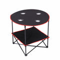 Factory Customized Modern Design Iron Steel Outdoor Picnic & Camping Folding Table with Cup Holder and Carry Bag