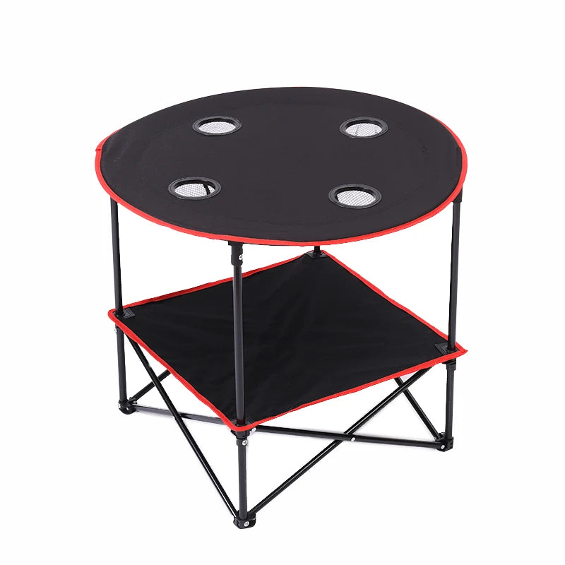 Factory Customized Modern Design Iron Steel Outdoor Picnic & Camping Folding Table with Cup Holder and Carry Bag