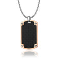 Custom Personalized Stainless Steel Pendant Black Carbon Fiber Dogtag Pendant Chain Necklace