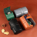 Premium Leather Luxury Dual Watch Roll Box 2 Slot Travel Storage Case Green Custom Logo Men Manufacturer High-End Embossed Oval