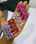Hotsales  With Crystal Fabric Flower Applique Rhinestone Appliques Custom Made Colored Iron-on Crystal Rhinestone Patches
