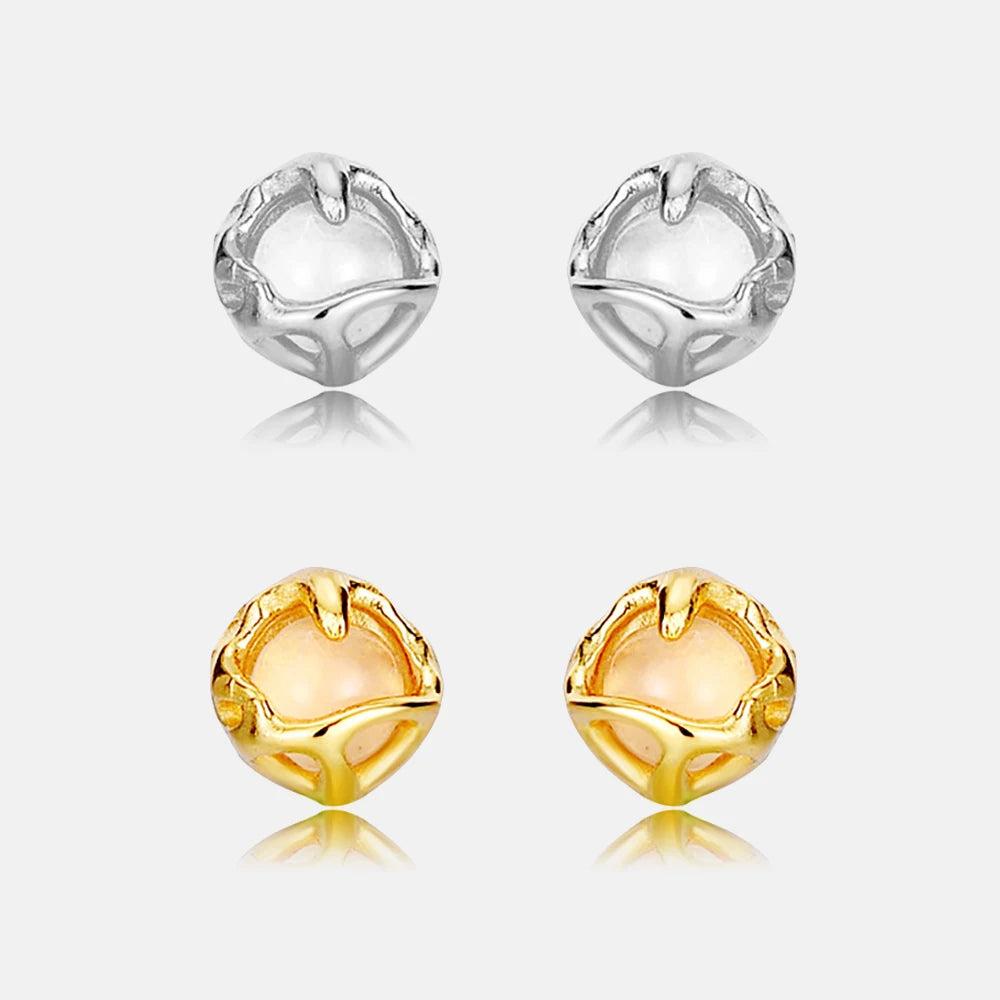 FUAMAY Aretes De Plata 925 Silver White Onyx Stud Earrings for Women 6mm Onyx Earrings