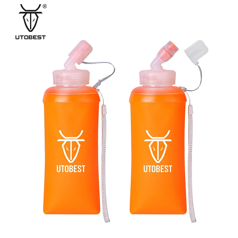 UTOBEST 550ml Collapsible TPU Sports Flask Direct Drinking Water Bottle for Running Hiking Cycling Climbing and Camping