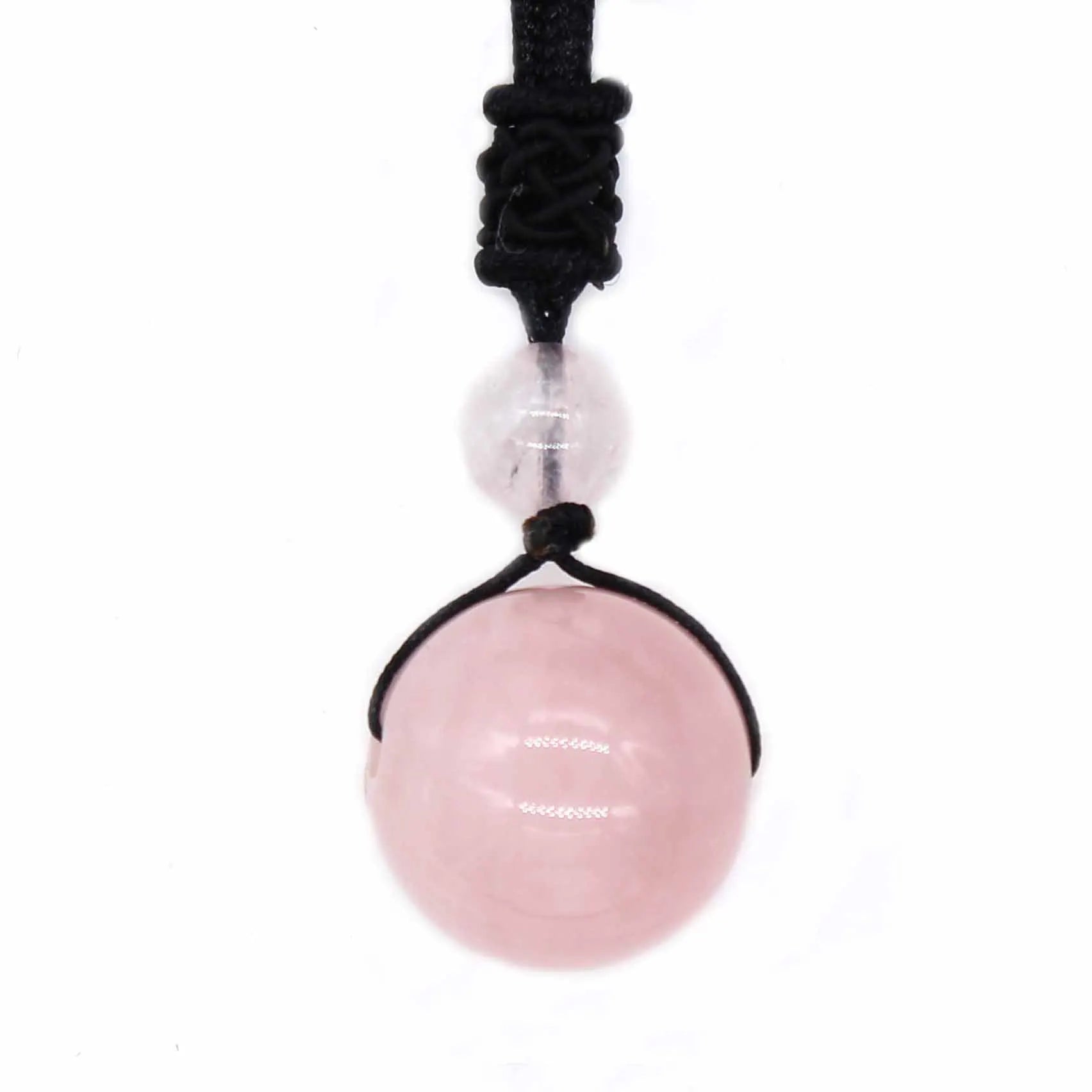 HZ Natural Rose Quartz Beads Ball Pendant Transfer Lucky Crystal Jewelry Energy Gift Folk Crafts