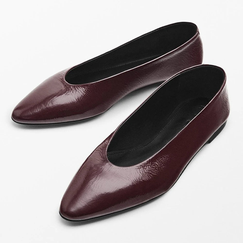 Elegant Women's Genuine Leather Ballet Flats Soft Sheepskin Lining Comfortable Top Grade Cowhide Vamp Ladies Casual Shoes