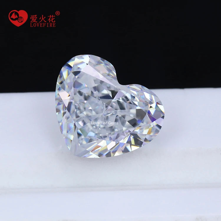 Ready Stock White Fancy Cut Heart Loose Cz Gems Stone Prices Crushed Ice Cut 5a+ Cubic Zirconia Synthetic Cz