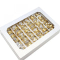 Rhinestone Finger Ring Stainless Steel Ring for Woman Fashion Jewelry Golden 6mm 36PCs/Box