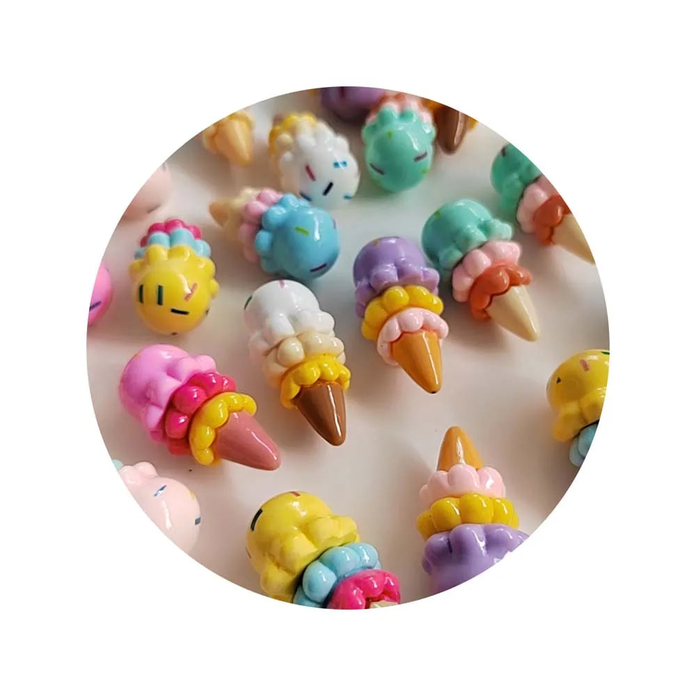 100 Pcs Mini Realistic Artificial Ice Cream Cone Figurines Miniature Doll House Play Food Toys for Birthday Party Favor Gift