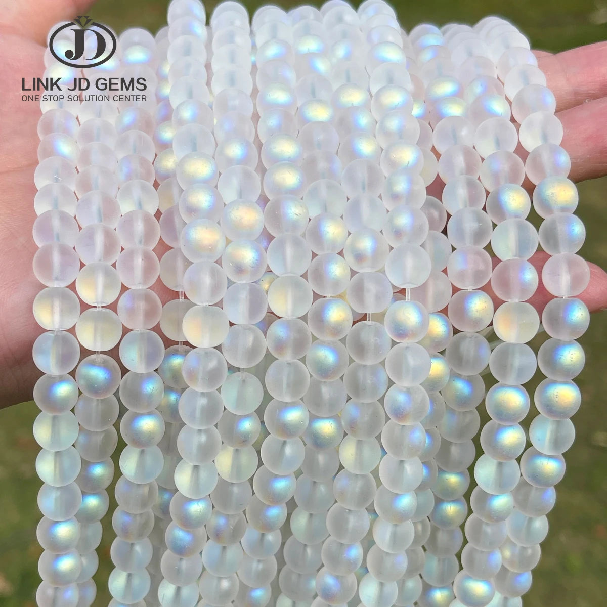 JD GEMS Wholesale 4 6 8 10 mm Shiny Glass Bead AB Colourful Frost Transparent Loose Spacer Bead for Jewelry Making