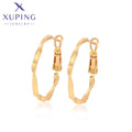 X001005111 Xuping Jewelry 24K Gold Plated Medium Size Women Twist Hoop Earrings