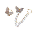 Gold Color Elegant Butterfly Cuff Earrings Chain for Women Teen Girls Butterfly Earrings Crawler Ear Rings Wrap