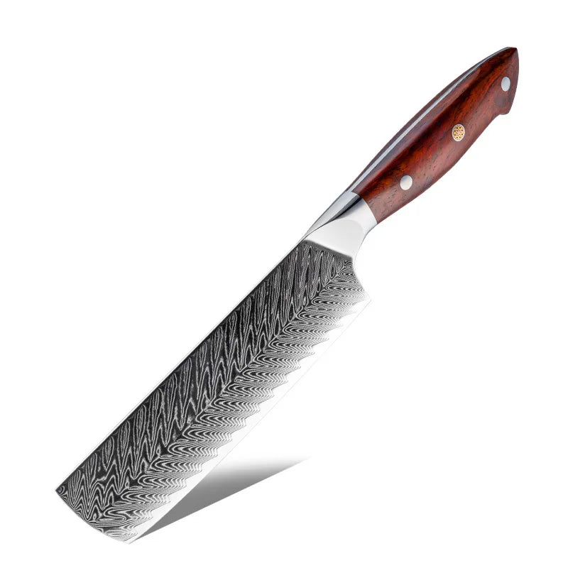 6.7 Inch Nakiri Knife Japanese 67 Layer High Carbon AUS10 Damascus Steel Kitchen Chef Nakiri Knives with Africa Rosewood Handle