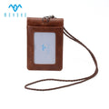 Custom PU Leather RFID Lanyard with Embossed Logo Customizable Business Card Holder Button and Chain for Credit Cards