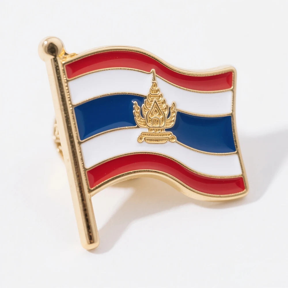 Custom National Country Flag Lapel Pin Badge Soft Hard Enamel Bronze Zinc Alloy Thailand France EU Denmark Flag Pin